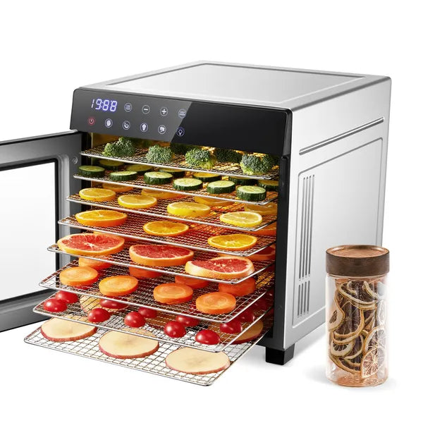 Food Dehydrator Machine 25QT, 8 Trays Stainless Steel Dehydrator Machine, Large Capacity Dehydrators For Food And Jerky, Herbs, Yogurt, Veggies, Dog Treats