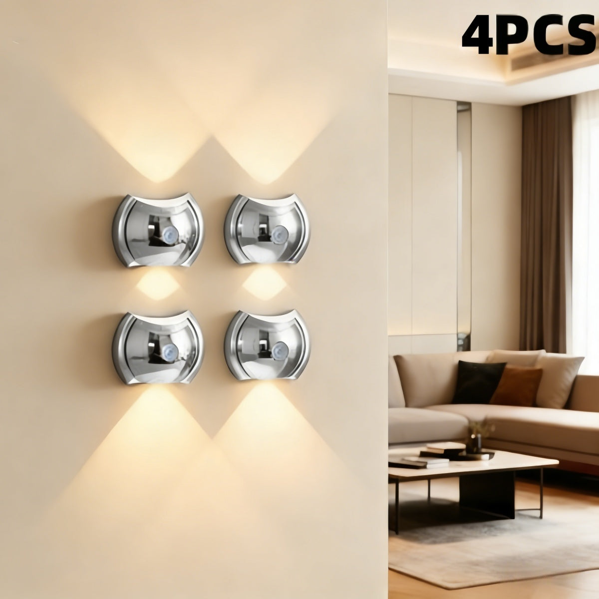 LED Modern Indoor Wall Light With Motion Sensor 3 Color Modes 2700K 4500K 6500K USB Rechargeable Magnetic Portable Wall Sconce For Living Room Bedroom 2 Packs