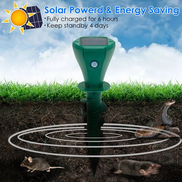 8Pcs Solar Powered Mole Repellent Waterproof Solar Animal Repellers For Moles Gophers Groundhogs Snakes Voles Outdoor Vibration Stake For Farm Garden Yard