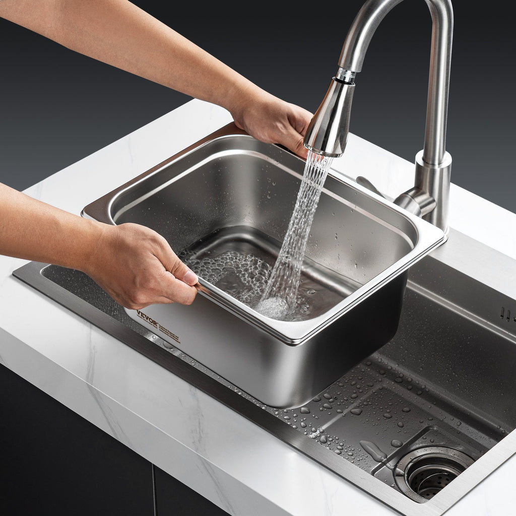 6 Pack Hotel Pans, 1/2 Size Anti-Jam Steam Pan, 0.8mm Thick Stainless Steel Restaurant Steam Table Pan, 6-Inch Deep Commercial Table Pan, Catering Storage Food Pan, For Industrial & Scientific