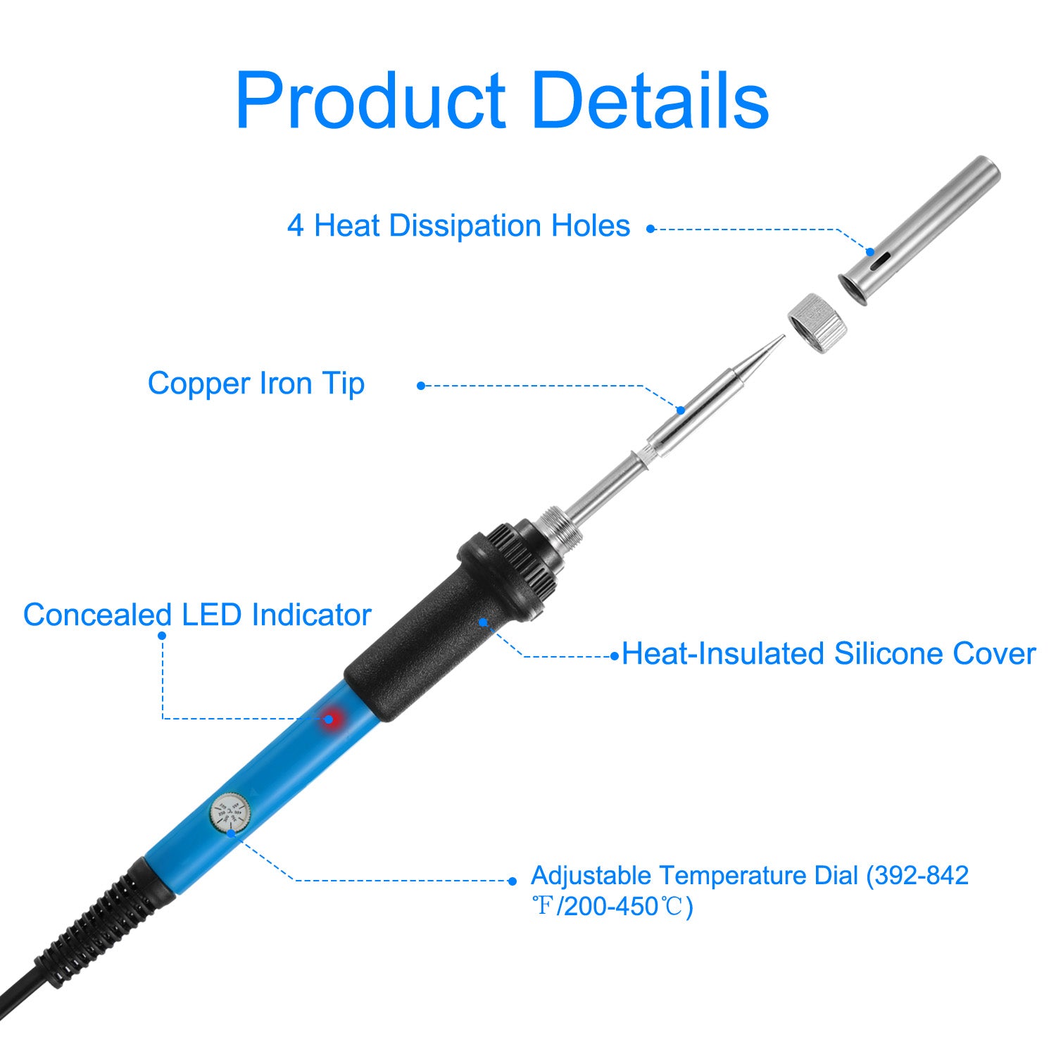 Soldering Iron 110V 60W Adjustable Temperature  PCB Electric Welding Iron With 5Pcs Different Tips