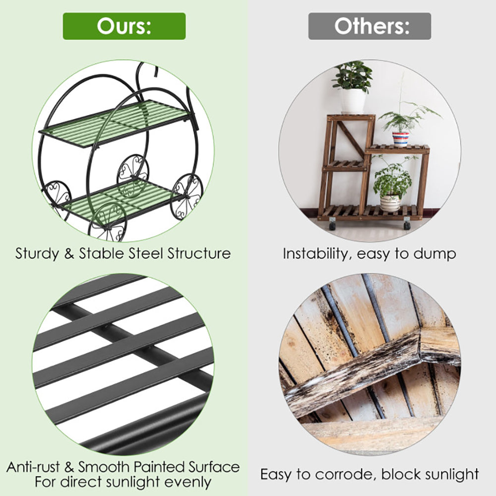 Heavy Duty Metal Flower Cart Plant Stand